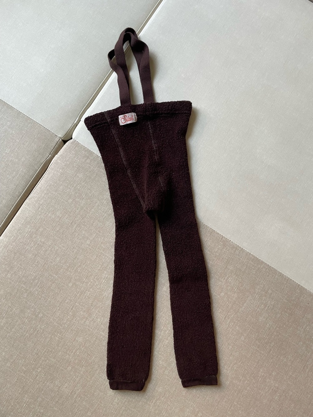 Silly Silas Footless Teddy Tights with Braces - Chocolate Brown 1-2Y